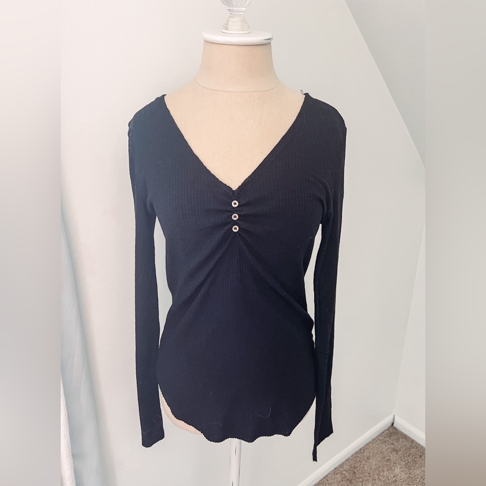 NWT Hem & Thread Black Ribbed Long Sleeve